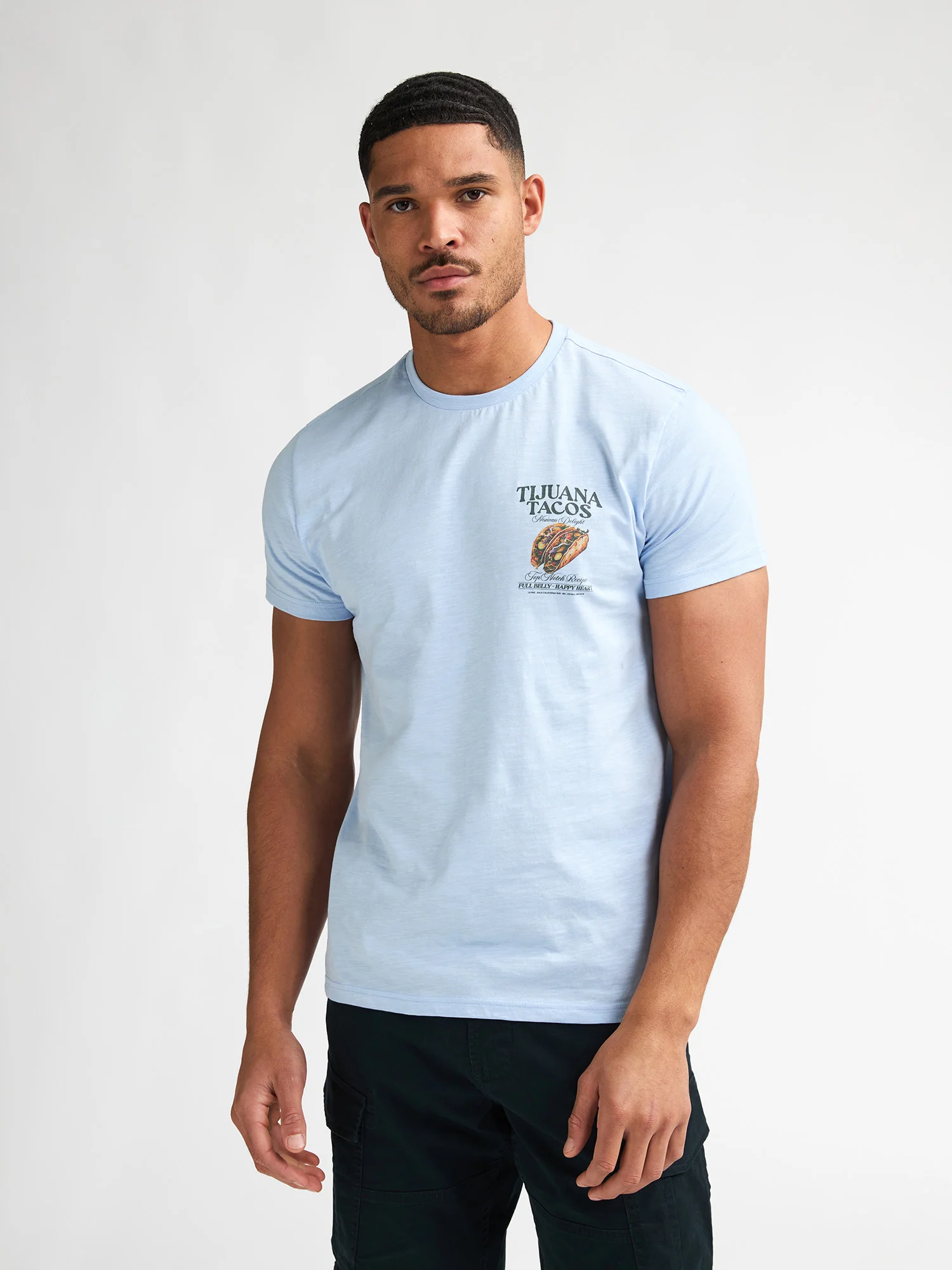 Petrol Industries Herren Kurzarm T-Shirt in Hellblau - Tijuana Tacos Petrol Industries Herren Kurzarm T-Shirt in Hellblau - Tijuana Tacos