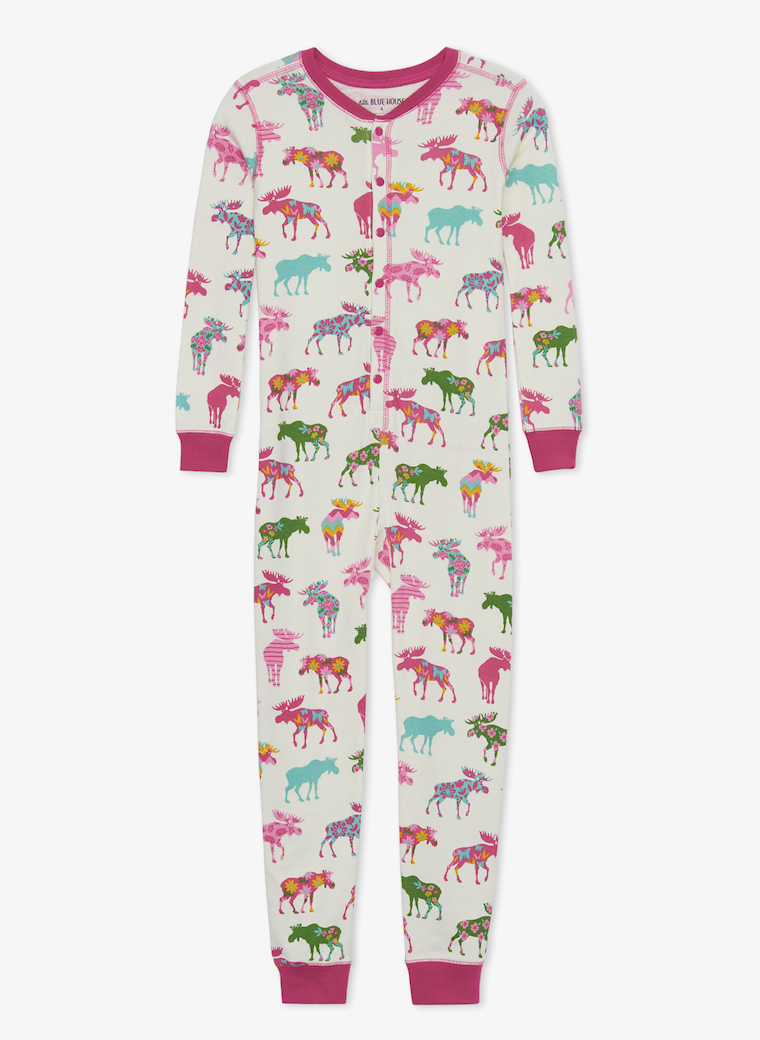Little Blue House Union Suit - Kinder Einteiler - Patterned Moose - Bunte Elche