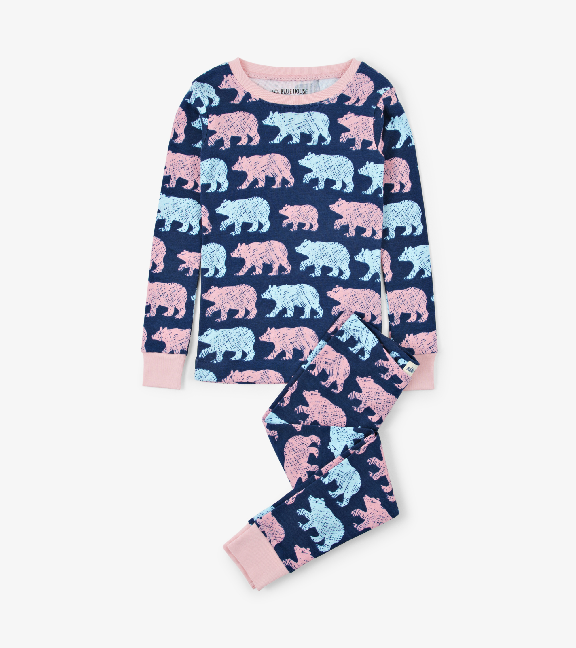 PJAWIBE438 Little Blue House Langarm Pyjama in Blau - Cottage Bären