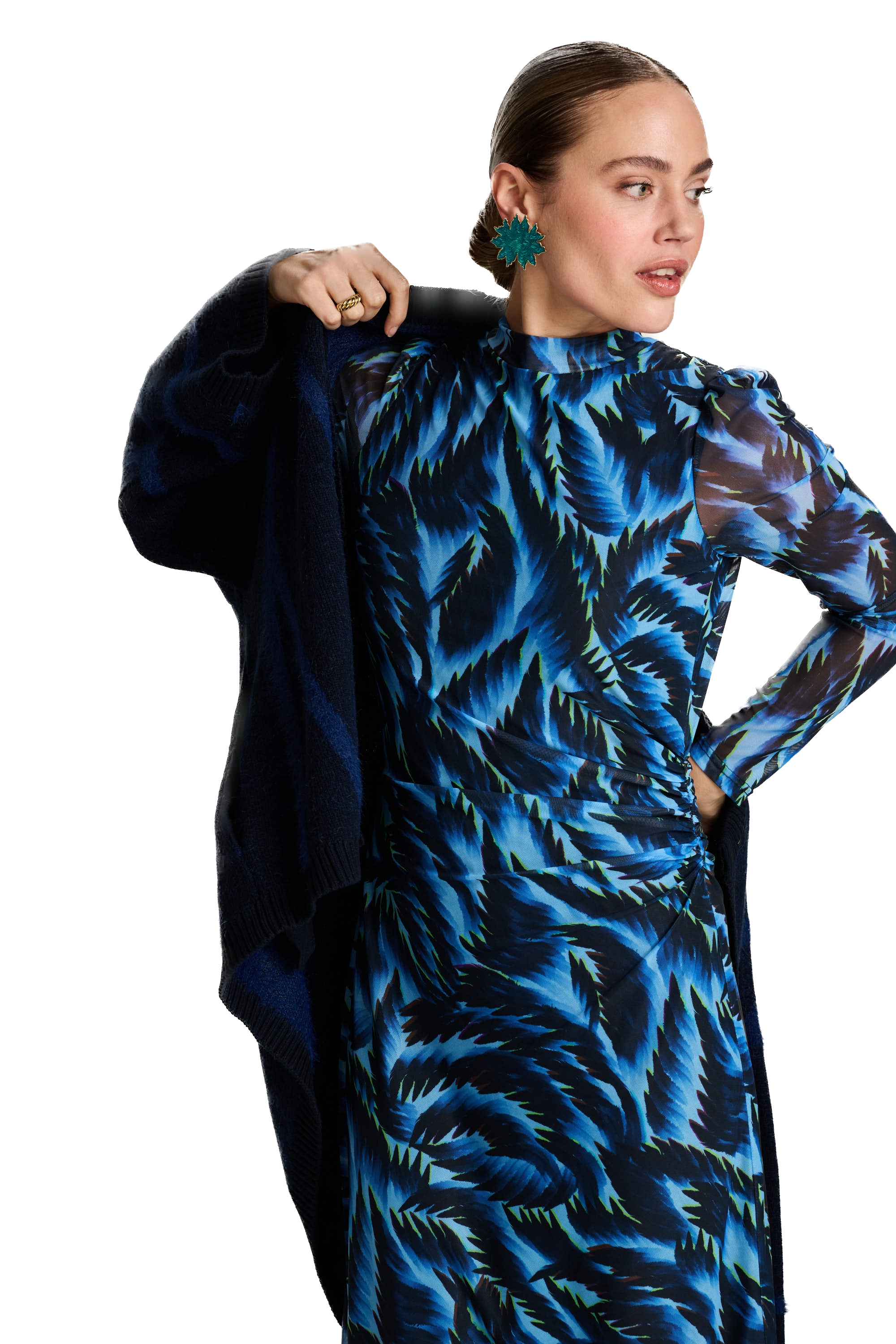 POM Amsterdam Kleid Feathers Blue Mesh - Blau/Grün - SALE POM Amsterdam Kleid Feathers Blue Mesh - Blau/Grün - SALE