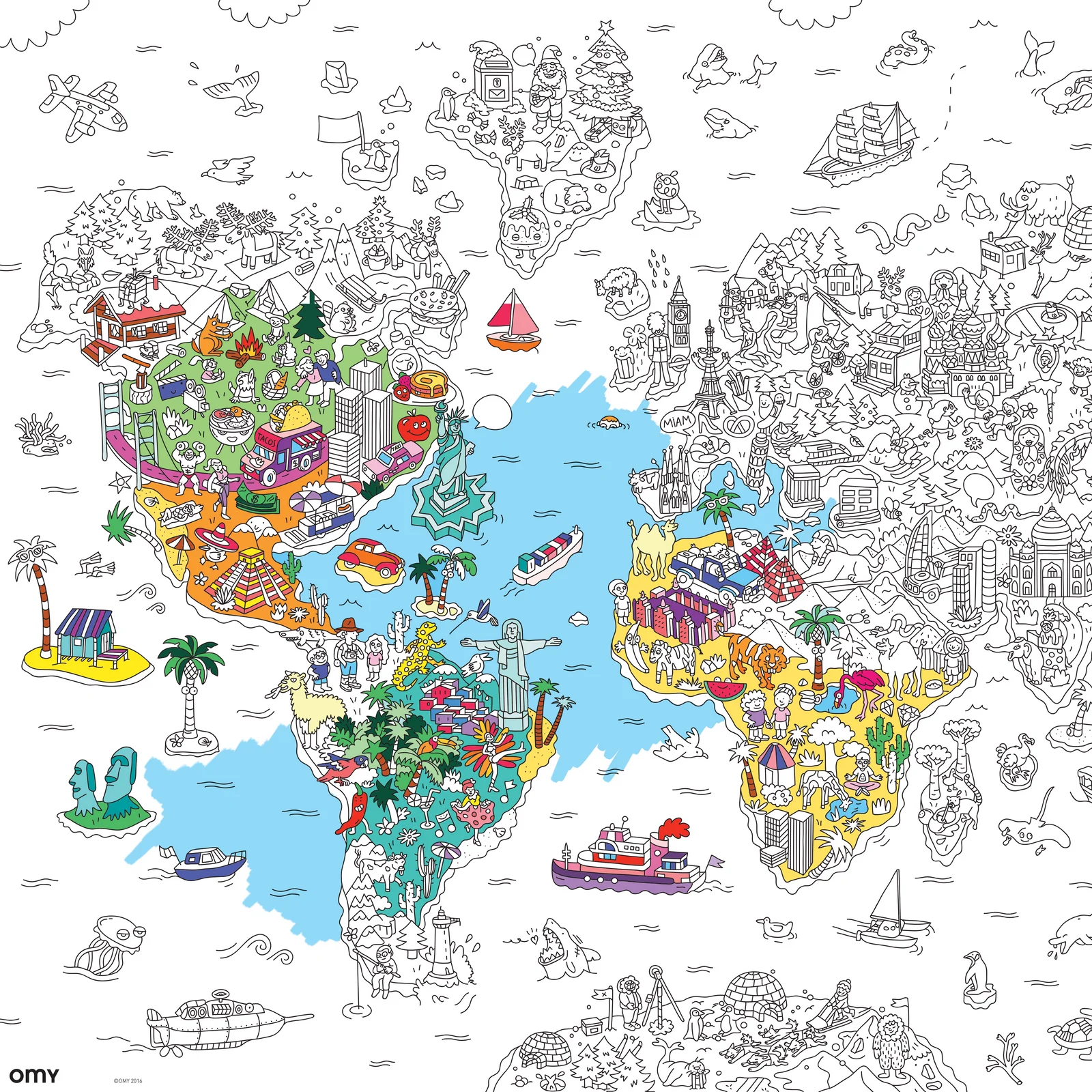 OMY Riesen Poster zum Ausmalen - Atlas
