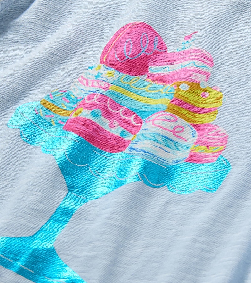 Hatley Kids Langarm T-Shirt in Eisblau mit Yummy Macarons
