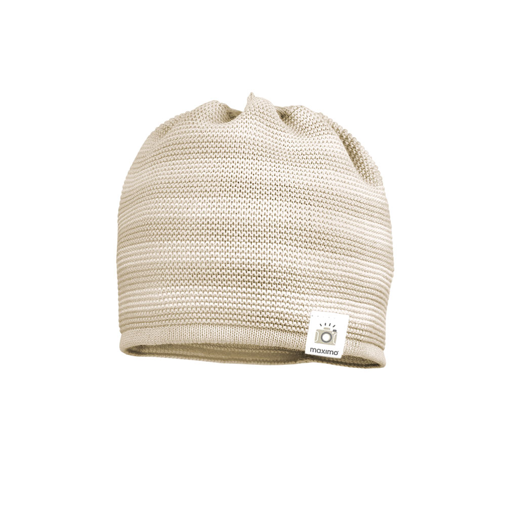 Maximo Baby GOTS Strick Beanie mit Ringel - Beige