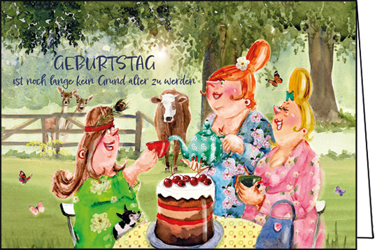 Edition Gollong Grußkarte zum Geburtstag - Kein Grund zum Älter werden - Frauen mit Torte