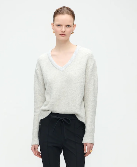 Jane Luschka Strickpulli Pullover mit V-Ausschnitt in Grau - SALE