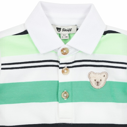Steiff Kurzarm Polohemd mit Kragen - Grün Gestreift - SALE Steiff Kurzarm Polohemd mit Kragen - Grün Gestreift - SALE