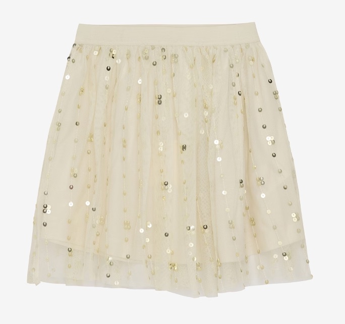 Creamie Festlicher Tüllrock in Creme mit Gold Pailletten - SALE