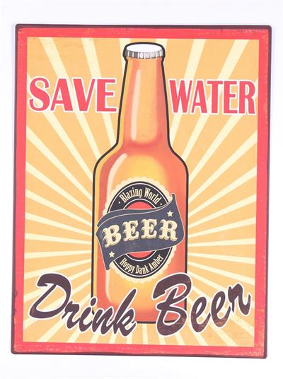 Lafinesse Metal Schild - Save Water - Drink Beer