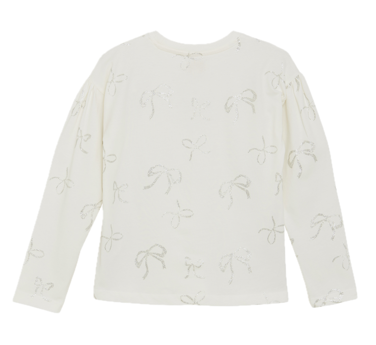 Creamie Langarm Shirt in Cloud Weiß - Silberne Glitzer-Schleifen- SALE