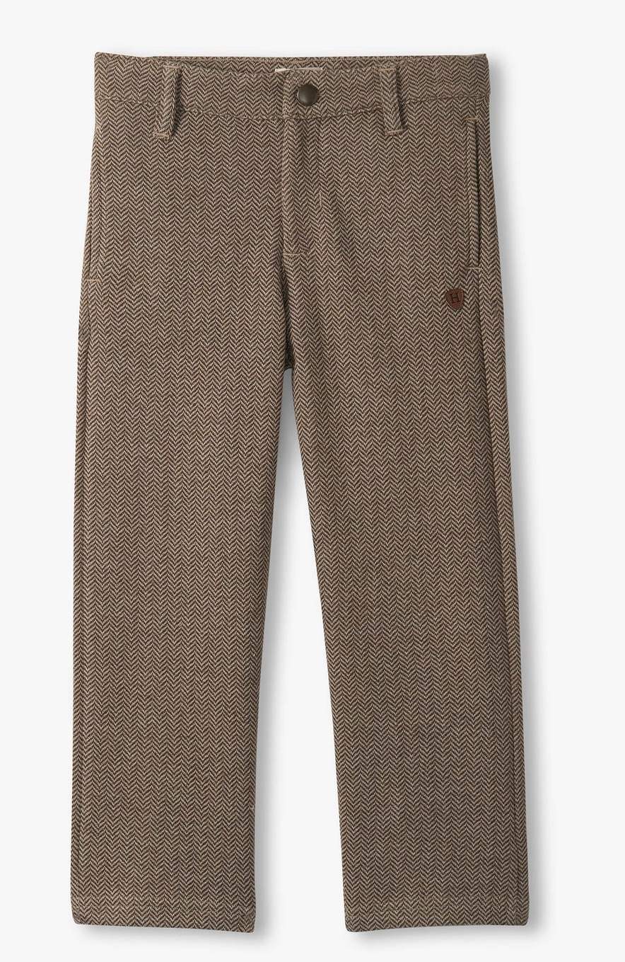 Hatley Brown Sugar Herringbone Fischgrätmuster Hose in Braun