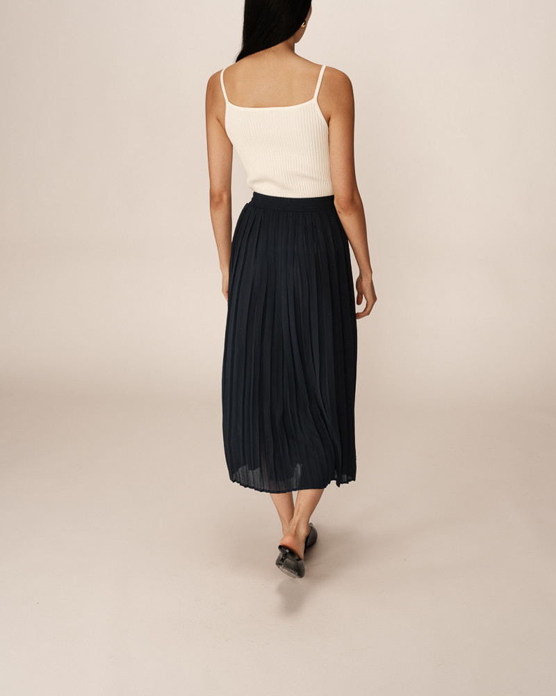 Grace & Mila Maxi Plissee Rock PLISSE in Marine Blau