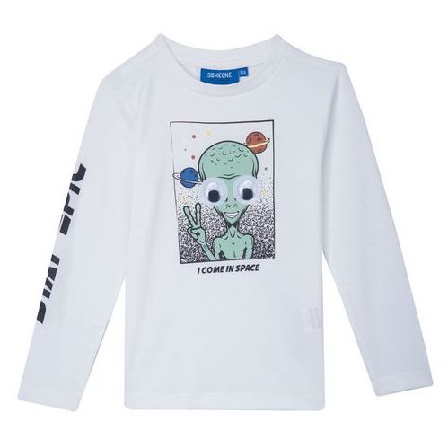 Someone Bowery Langarm Shirt in Weiß - Wackelaugen Alien - SALE