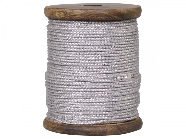 30800-00f Chic Antique Geschenk Band Silber Glitzer auf Antique Holz Spoole