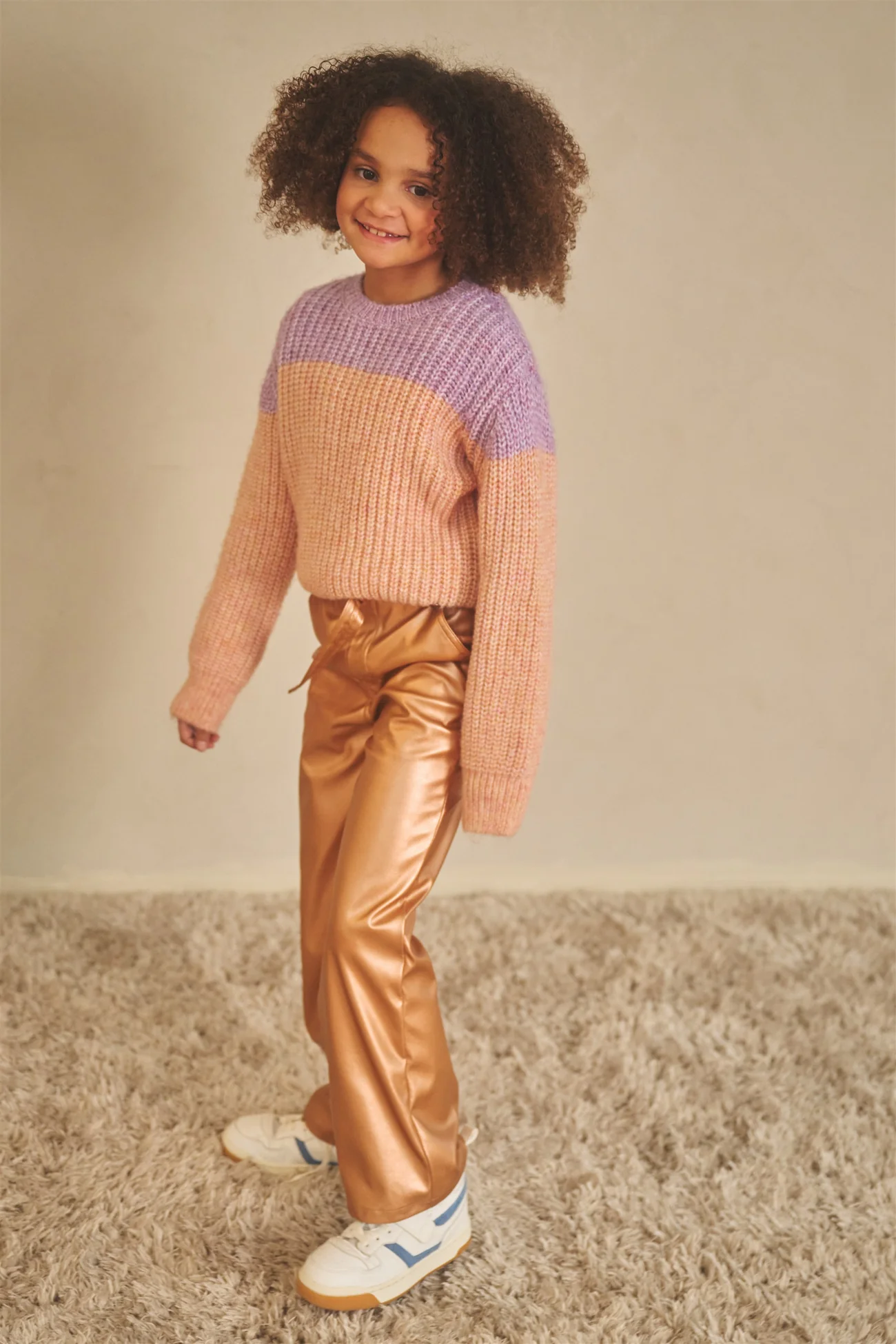 NONO Kem Colorblock Strickpullover in Coral & Flieder - SALE