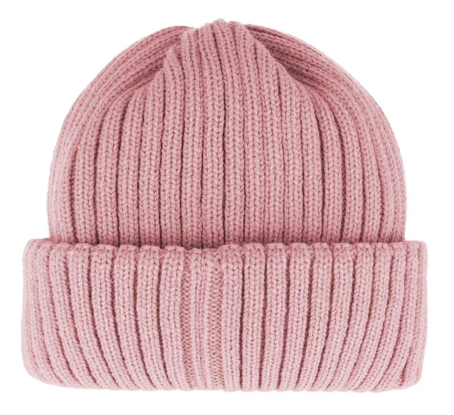 maximo Kinder Beanie in Altrosa – Rippstrickmütze mit dreifachem Umschlag