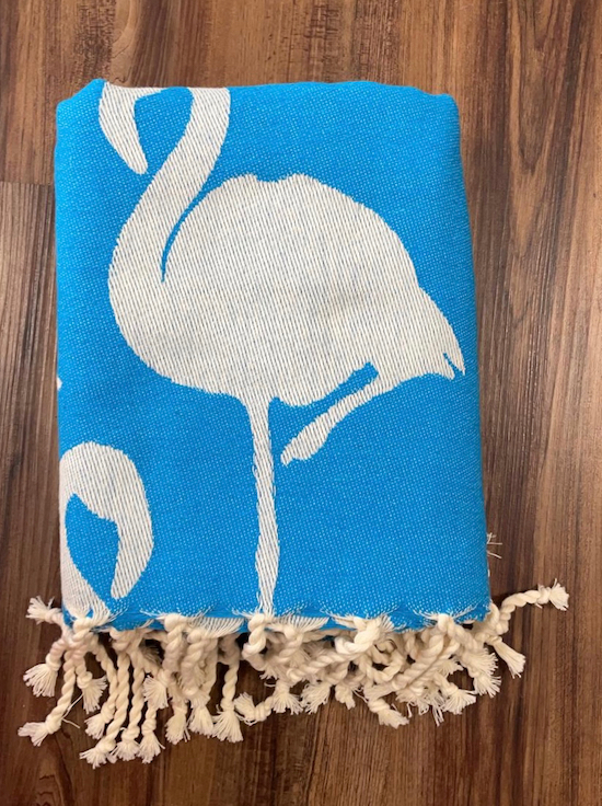 ffd2a973-837b-48b4-b646-8ab57e51101d-2 Cotonway Hamam Tuch Baumwolle 100 cm x 200 cm in Neon Blau - Flamingo