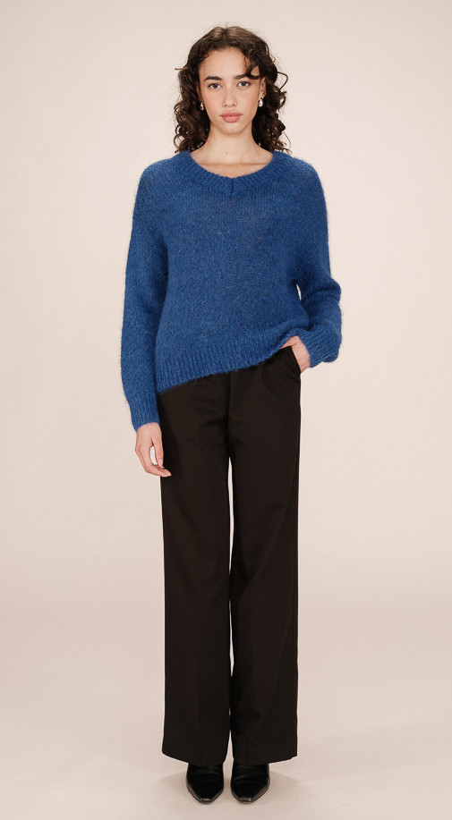 Grace & Mila SABADO Strickpullover mit V-Ausschnitt in Brilliant Blue - Cobalt Blau