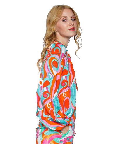 1-2-8244-154817-395_image2 Emily van den Bergh Viskose Bluse mit Retroprint & Bindeband
