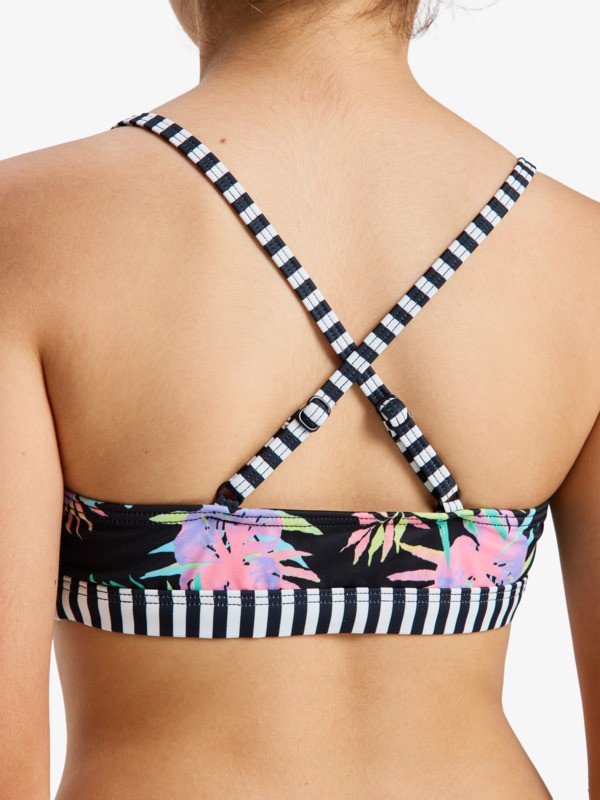 Roxy Active - Zweiteiliges Triangel-Bikini-Set für Mädchen in Schwarz mit Tropischen Blumen Roxy Active - Zweiteiliges Triangel-Bikini-Set für Mädchen in Schwarz mit Tropischen Blumen