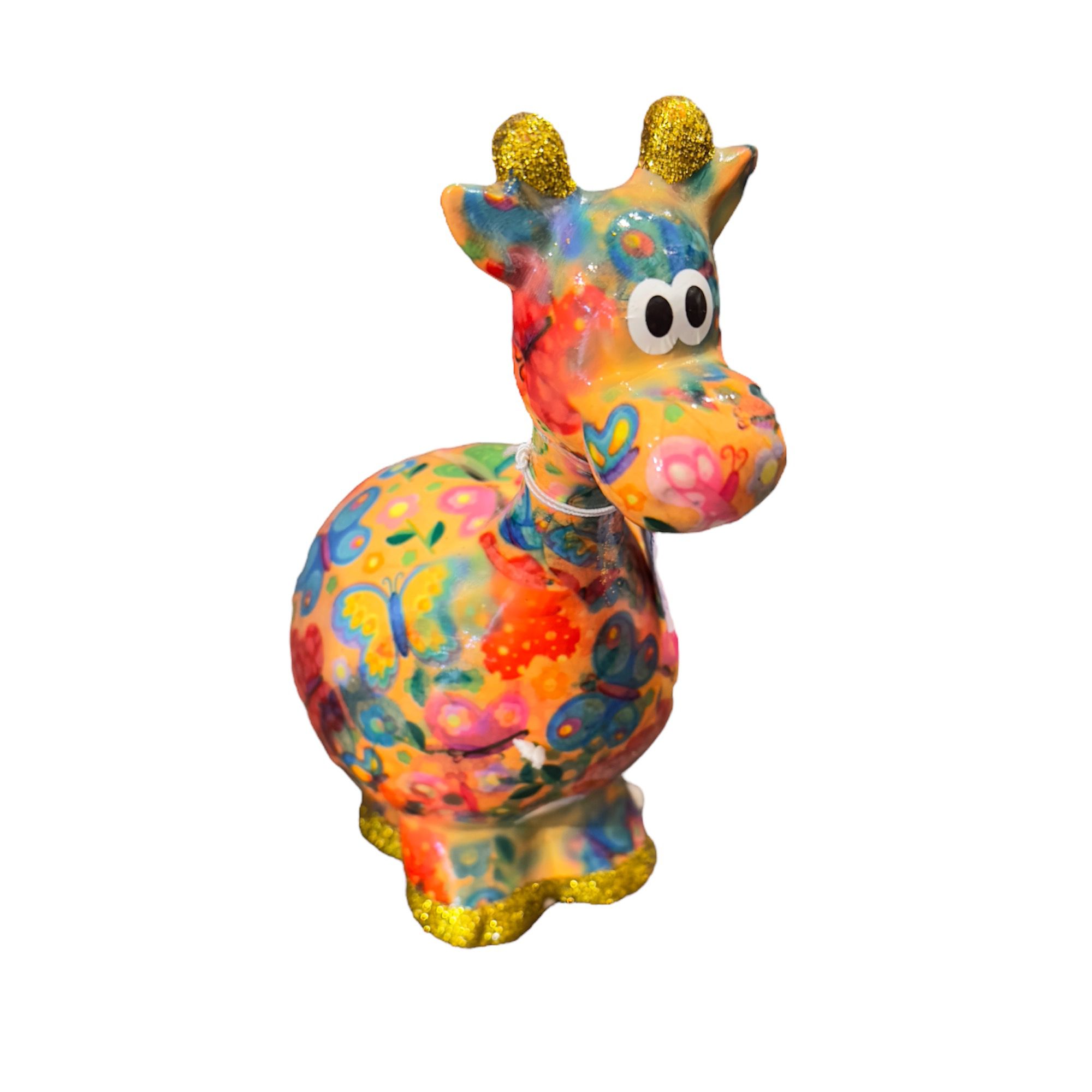 Pomme Pidou Spardose Giraffe - Orange Schmetterlinge