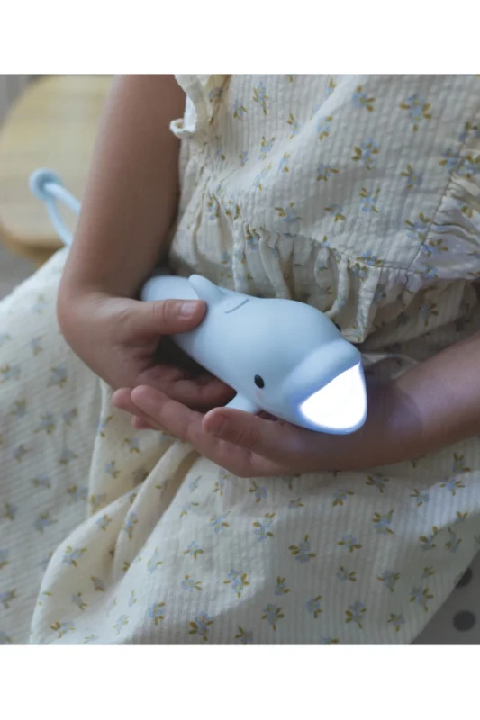 Rabbit & Friends Delphin Taschenlampe in Blau - Bubbly