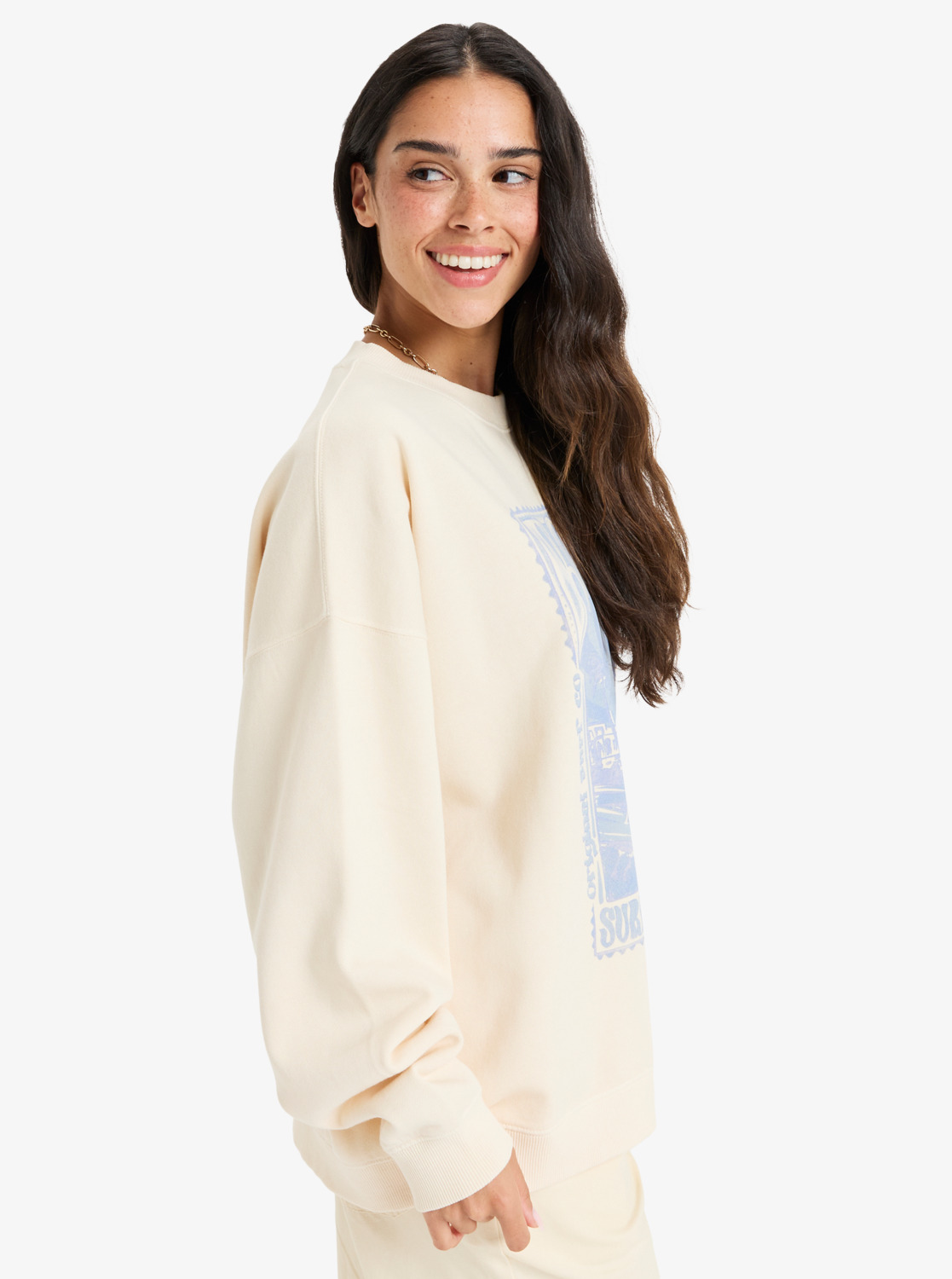 Roxy Lineup - Sweatshirt mit Rundhalsausschnitt für Frauen in Parchment/Creme Roxy Lineup - Sweatshirt mit Rundhalsausschnitt für Frauen in Parchment/Creme