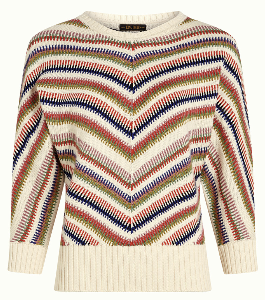 King Louie Damen Dario Strickpullover Cello - Bunt gestreift