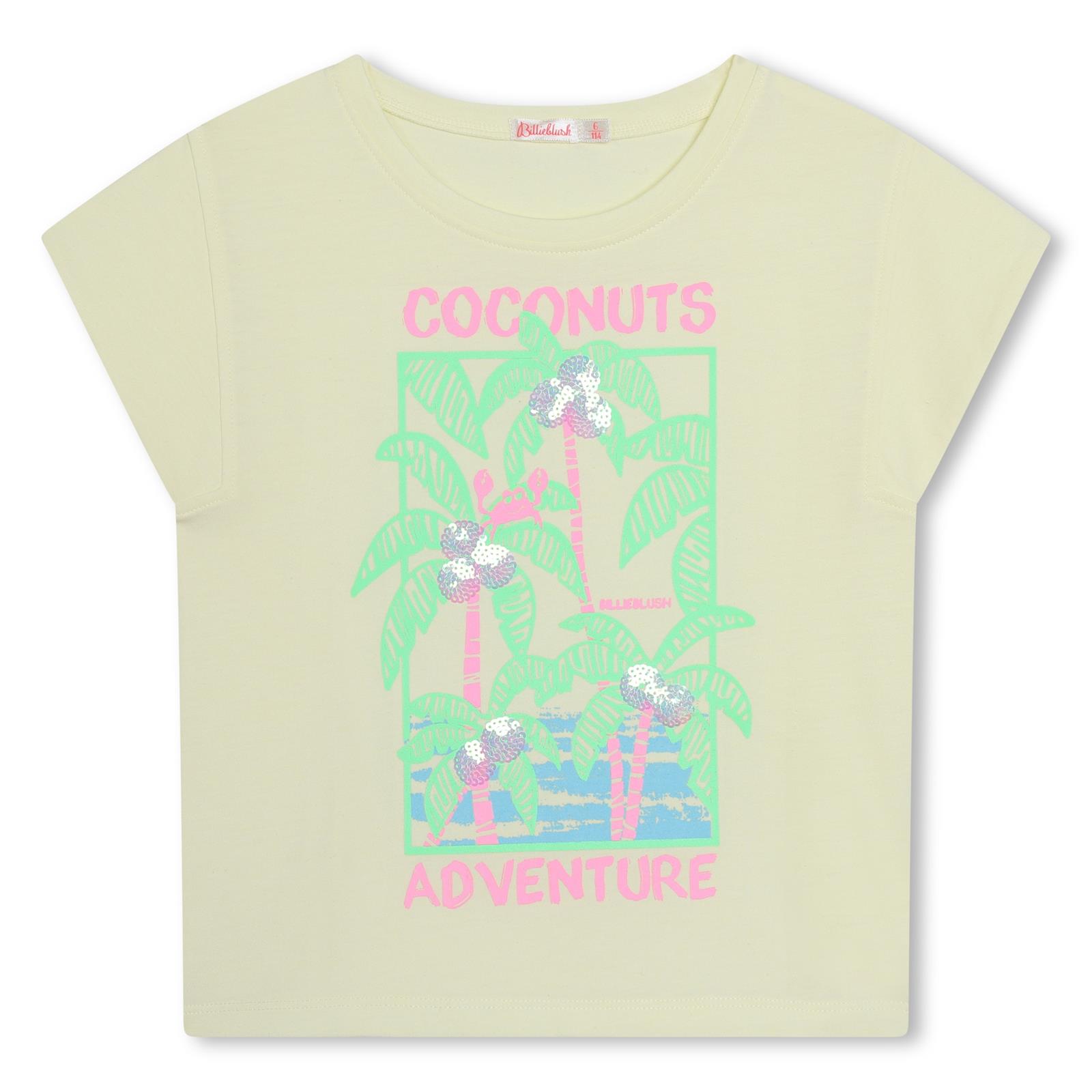 Billieblush Kurzarm T-Shirt in Zitronen Gelb - Kokos & Palmen