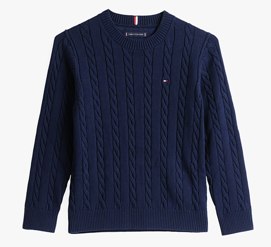 Tommy Hilfiger Jungs Zopfstrick Pullover in Navy Tommy Hilfiger Jungs Zopfstrick Pullover in Navy
