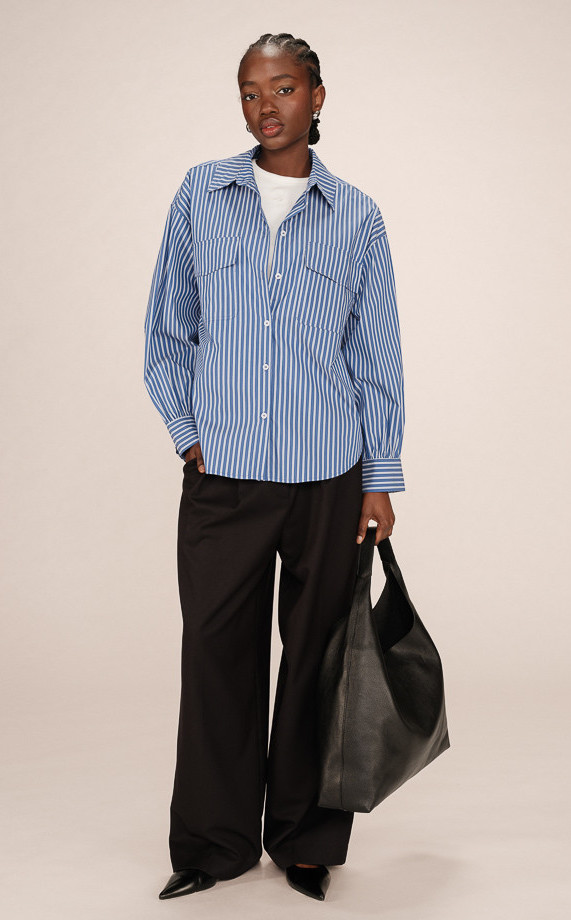 Grace & Mila Sorbet Oversized Hemd Bluse Blau gestreift Grace & Mila Sorbet Oversized Hemd Bluse Blau gestreift