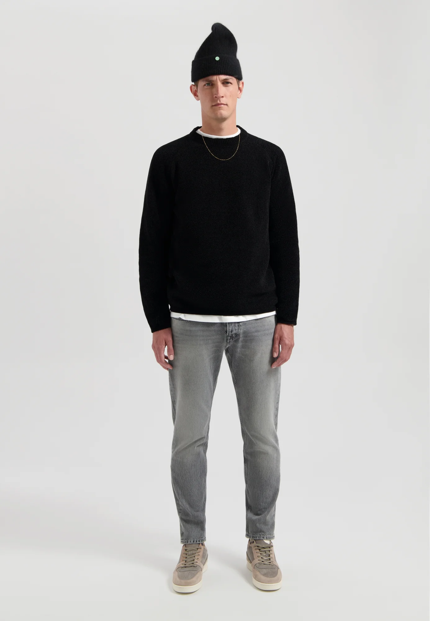 DSTREZZED Rundhals-Pullover in Chenille-Qualität - Schwarz DSTREZZED Rundhals-Pullover in Chenille-Qualität - Schwarz