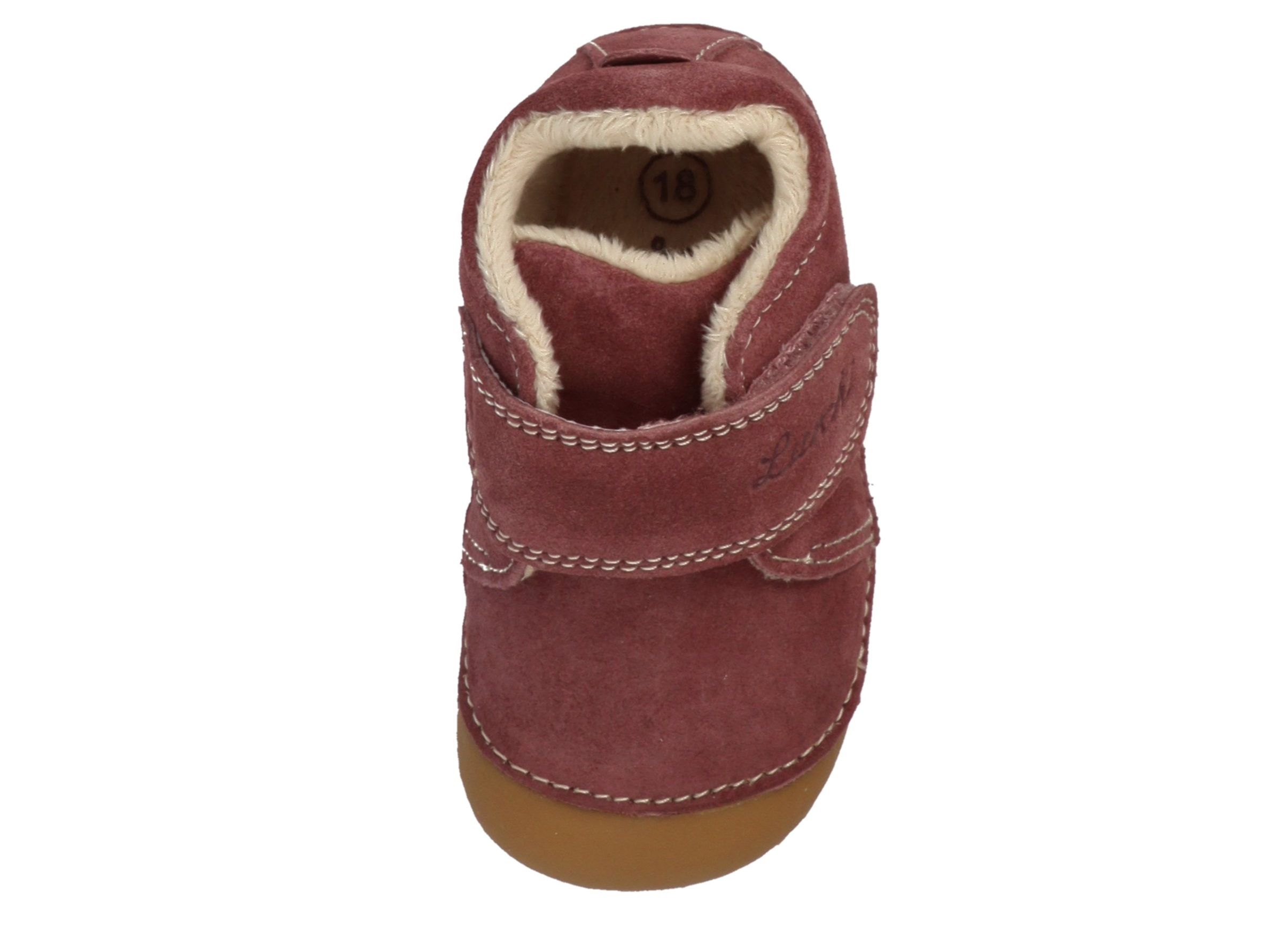 Lurchi FONSI Wildleder Lauflernschuhe mit Fell und Klett - Wildberry/Rosa Lurchi FONSI Wildleder Lauflernschuhe mit Fell und Klett - Wildberry/Rosa