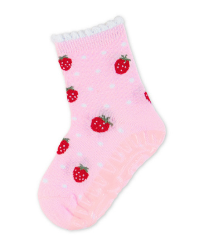 Sterntaler Fliesen Flitzer Stoppersocken - Erdbeeren in rosa