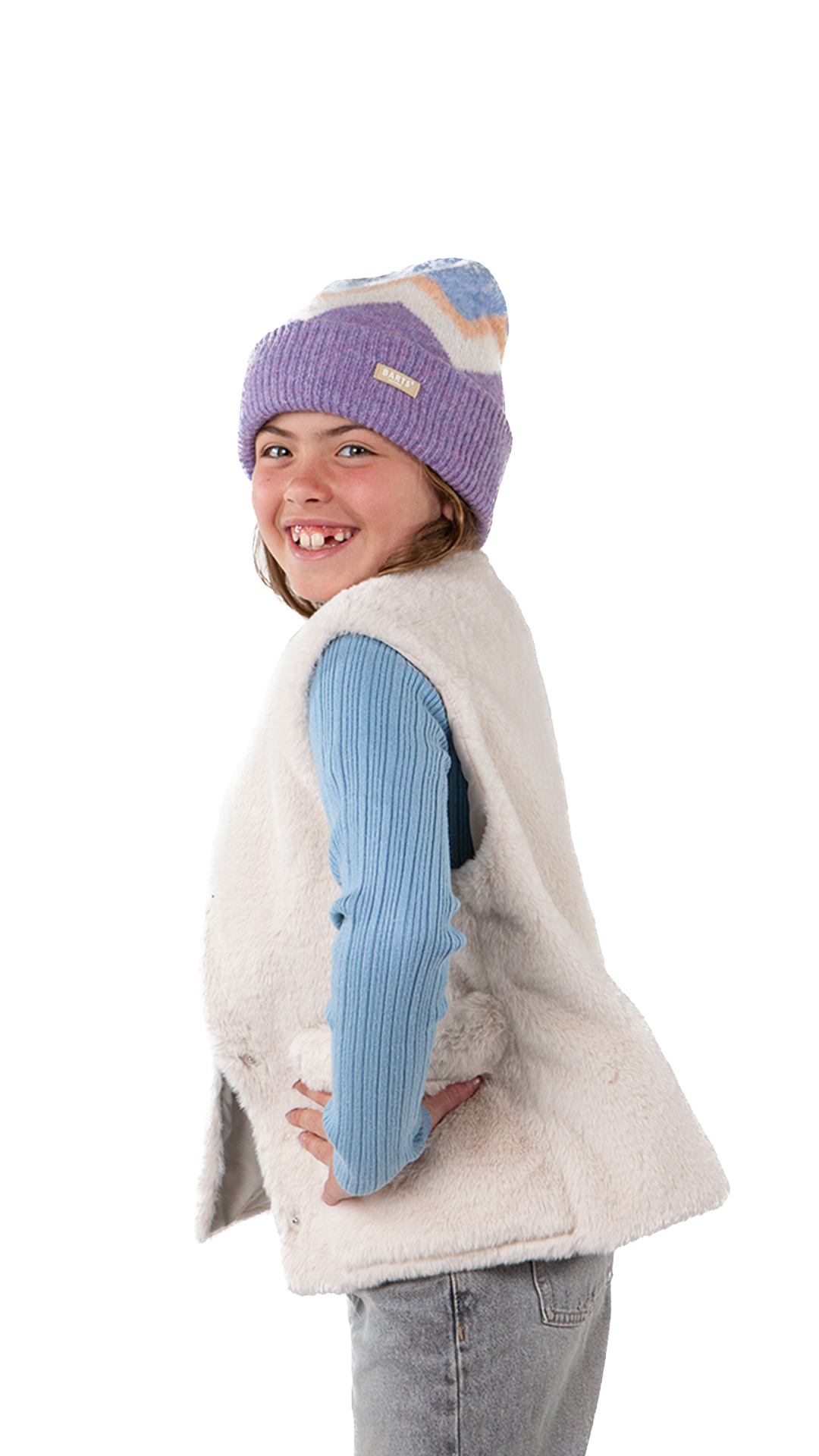 Barts Adelena Beanie mit Umschlag - Violet/Lila,Blau,Creme