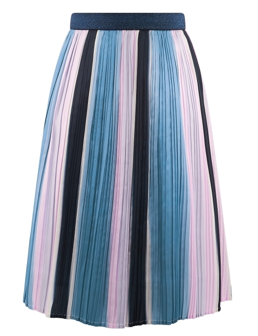 Happy Girls Langer Plisseerock in Navy Blau & Rosa
