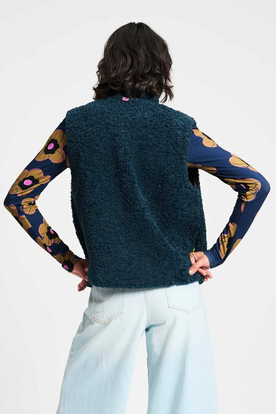 POM Amsterdam Teddy Love Weste Gilet in Dunkelblau