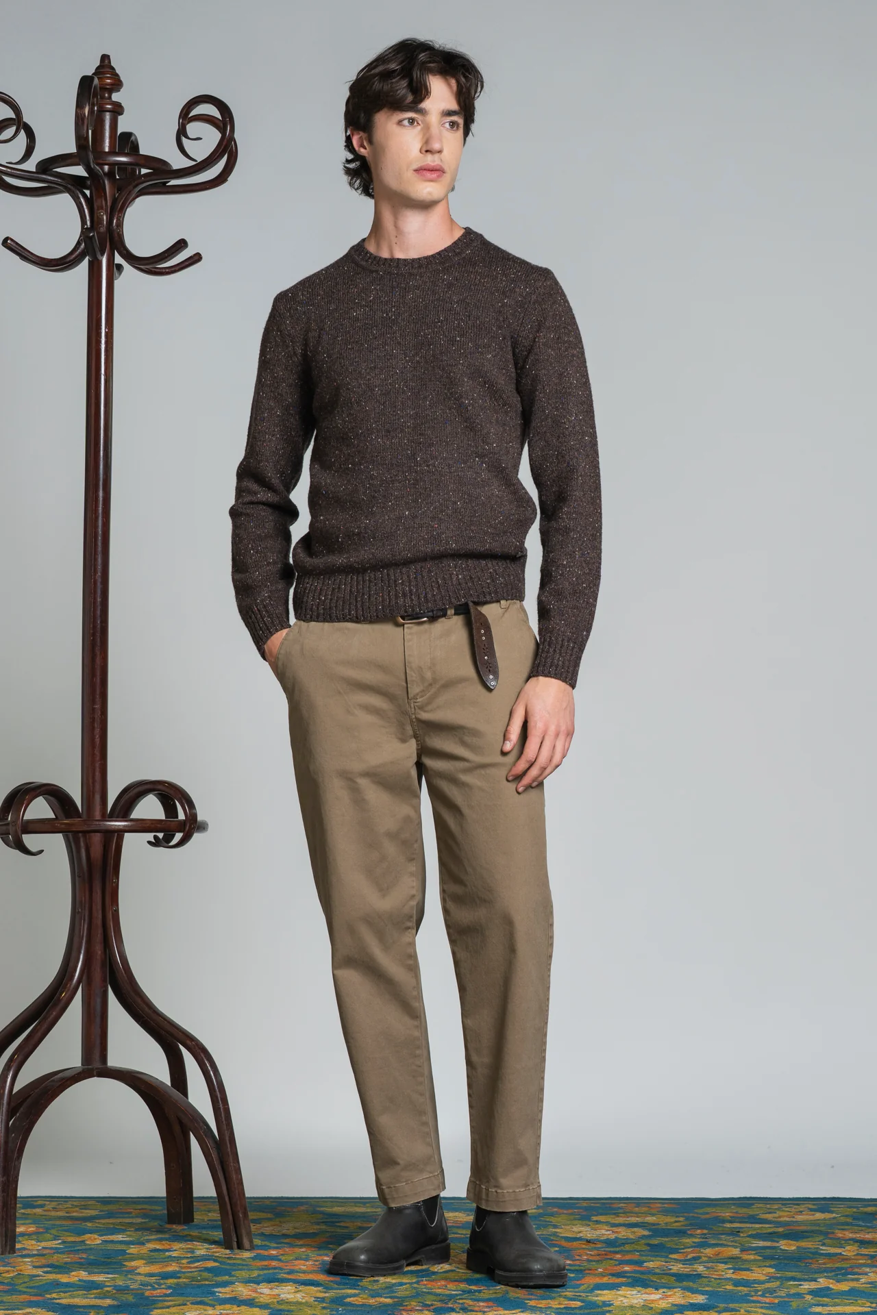 IMPURE George Rundhals Strick Pullover Wollmischung Braun Meliert IMPURE George Rundhals Strick Pullover Wollmischung Braun Meliert