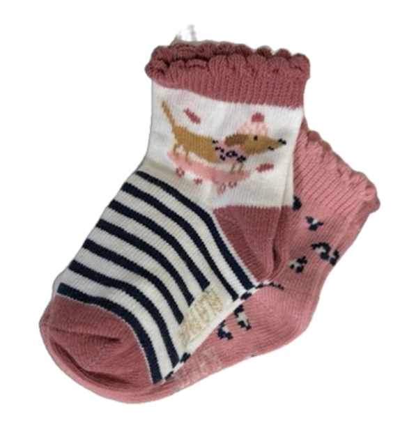 Weekend a la Mer Curly Baby Socken Set - 2 Paar - Rosa Leo & Dackel