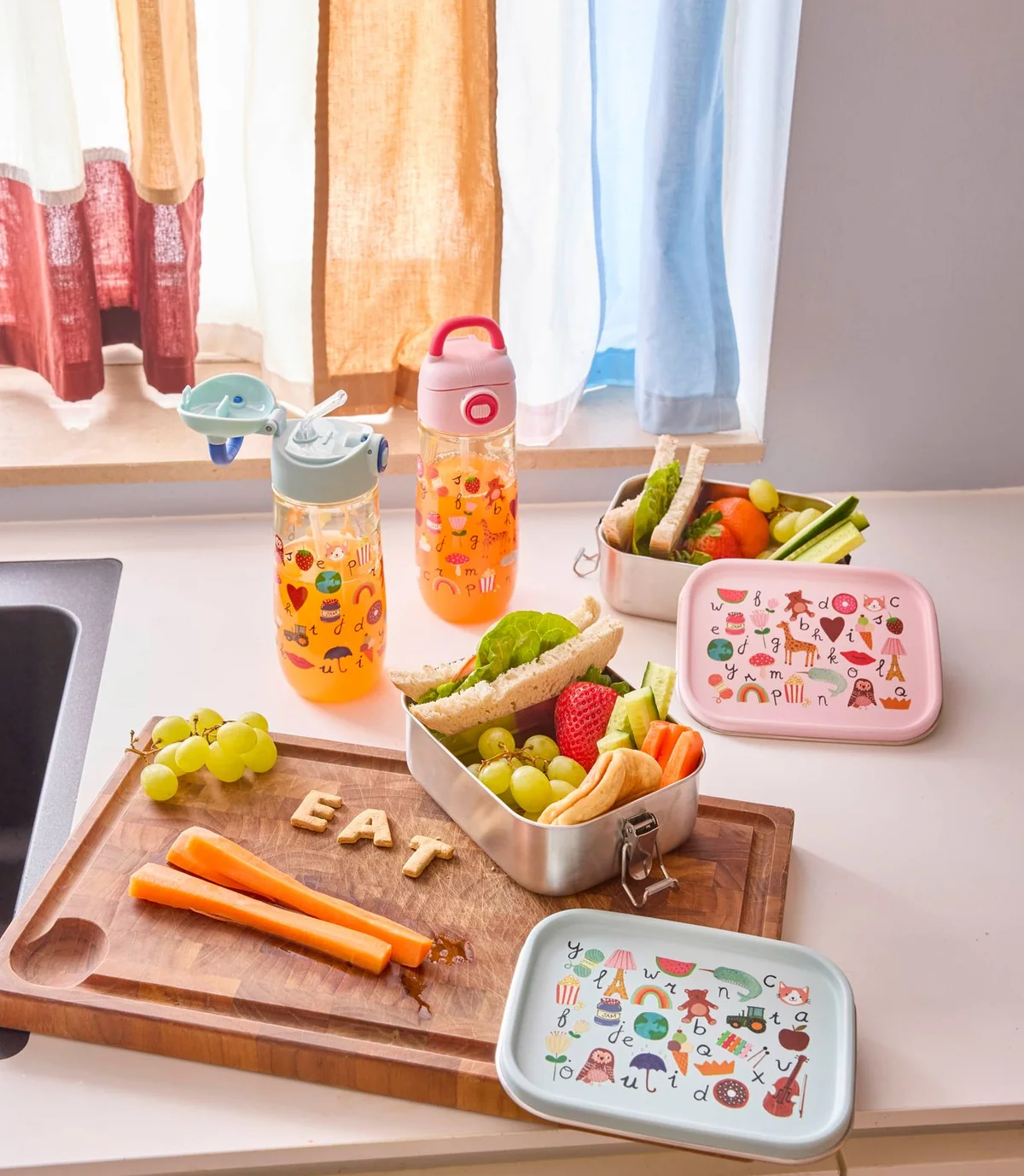 RICE Tritan Kinder Trinkflasche ABC Back To School Flasche - Pink