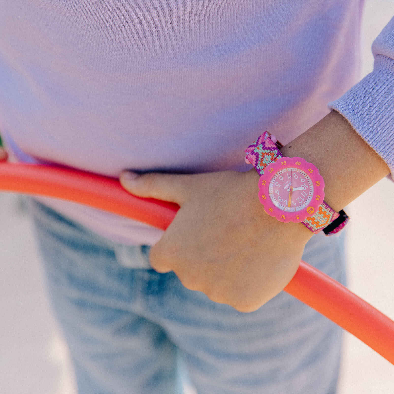 Flik Flak Kinderuhr - LOOP IN PINK mit Makramee-Still Klettverschluss