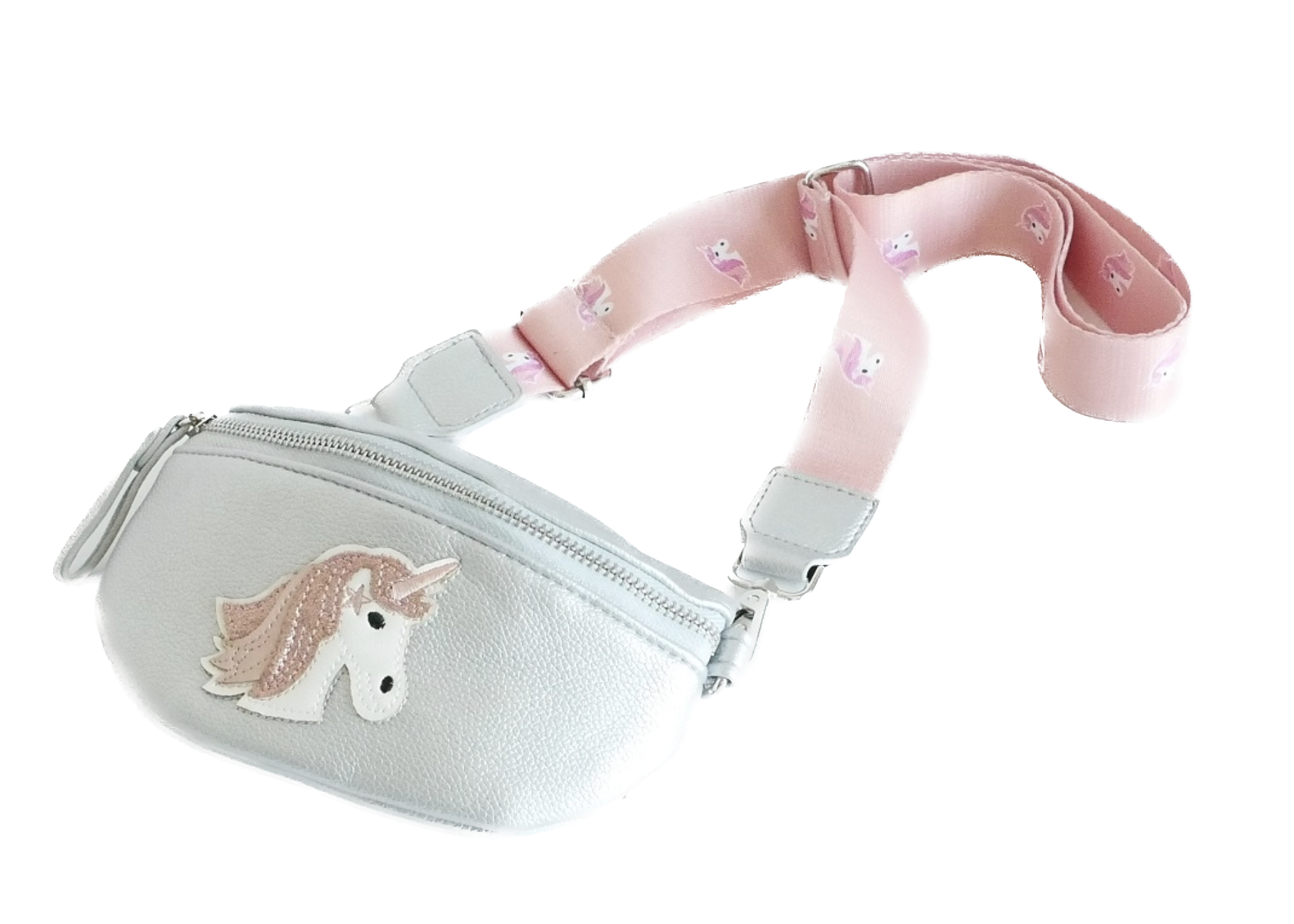 KisMe Crossbody Tasche Sidebag - Einhorn - Silber mit Einhorn Band