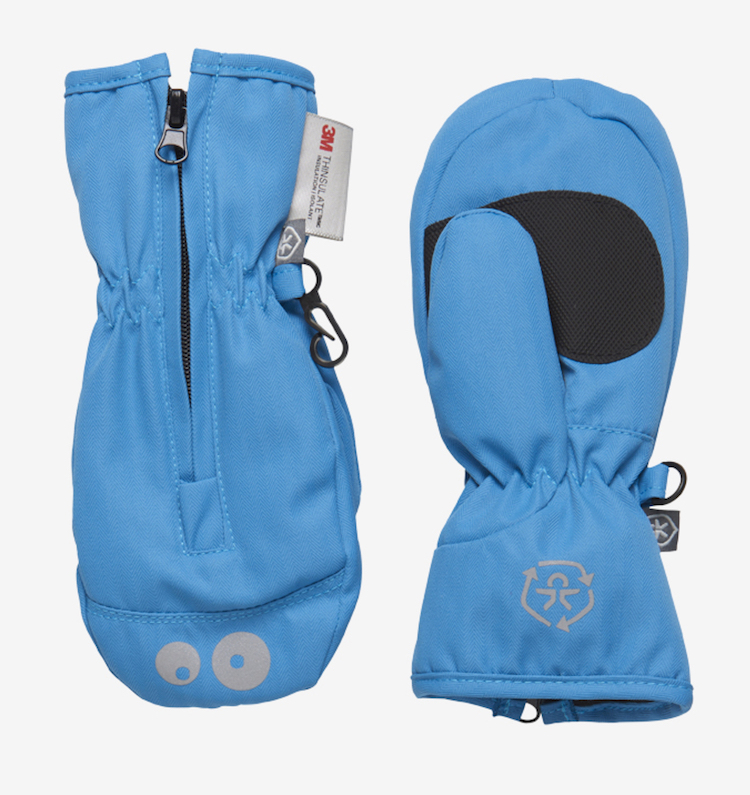 Color Kids Fäustling mit Reißverschluss - Gloves - Wasserdicht Winddicht mit Reflektoren Augen - Bla