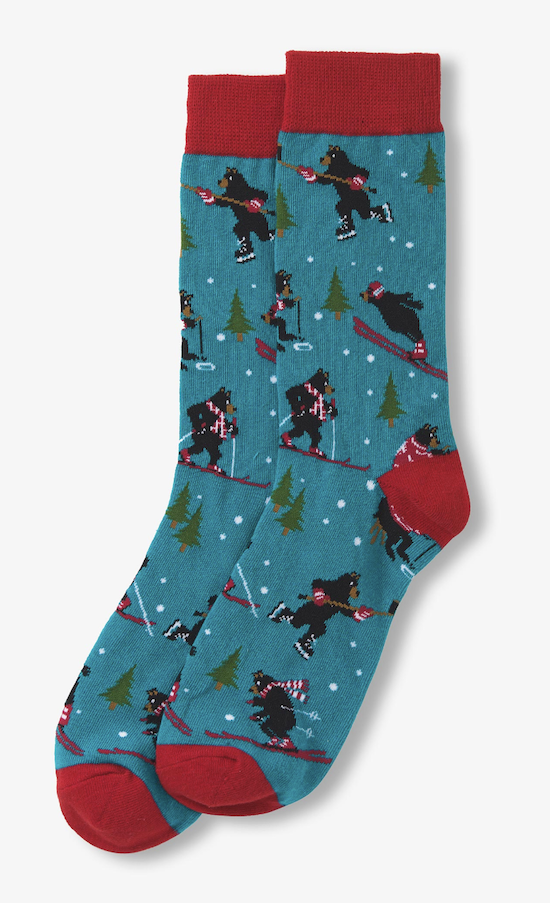 Little Blue House Herrensocken in Blau - Wild Winter - Skifahren & Eishockey