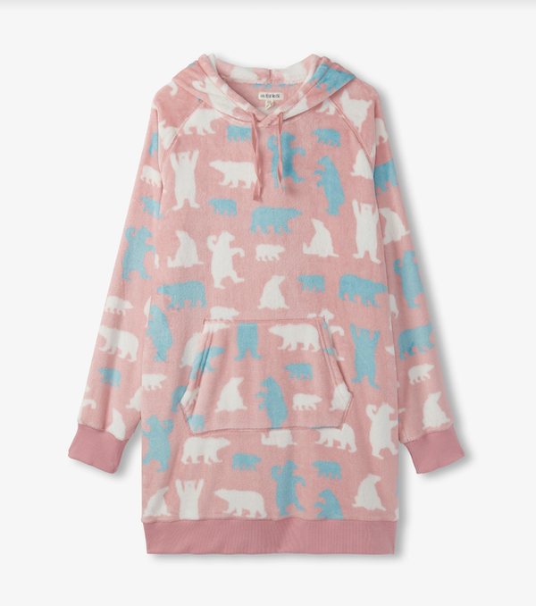 Little Blue House Oversized Fleece Hoodie Tunika Rosa Eisbären - SALE Little Blue House Oversized Fleece Hoodie Tunika Rosa Eisbären - SALE