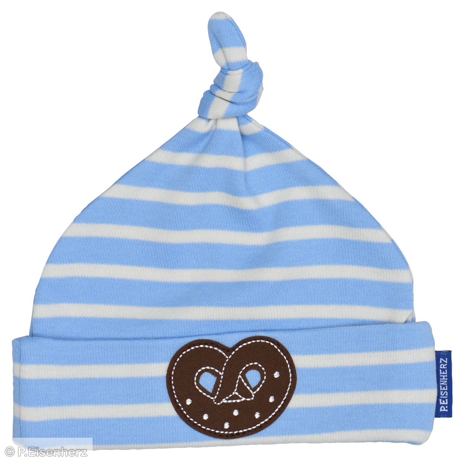 babymuetze-brezel-ringel-hellblau_2 P.Eisenherz Babymütze "Brezel" Ringel hellblau