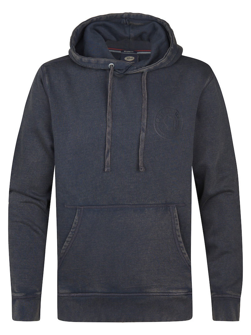 Petrol Industries Herren Kapuzenpullover in Gunmetal Washed Schwarz mit Backprint