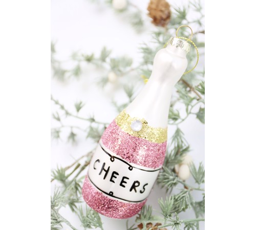 Hoff Interieur Glas Weihnachtsschmuck - Cheer - Champagne Flasche