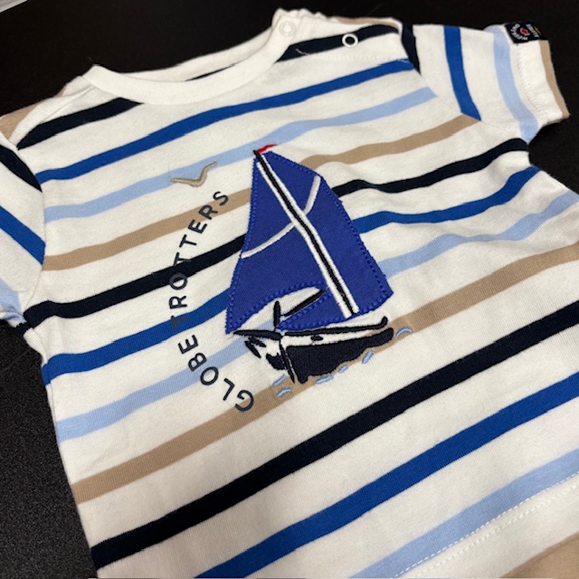 Weekend a la Mer Odysee Set - Shorts & Kurzarm T-Shirt Blau Beige Gestreift - Segelboot Weekend a la Mer Odysee Set - Shorts & Kurzarm T-Shirt Blau Beige Gestreift - Segelboot