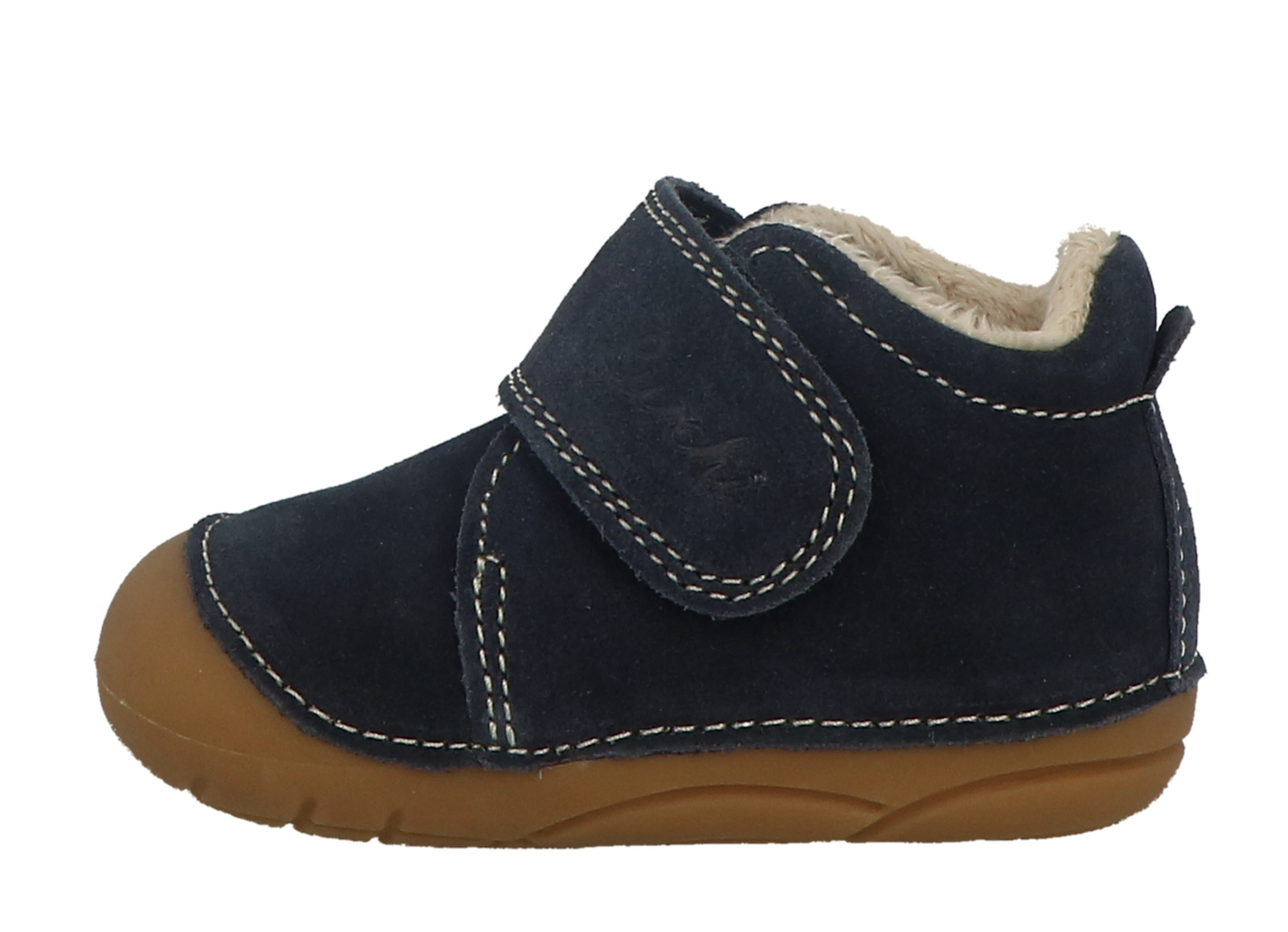 Lurchi FONSI Wildleder Lauflernschuhe mit Fell und Klett - Navy/Blau