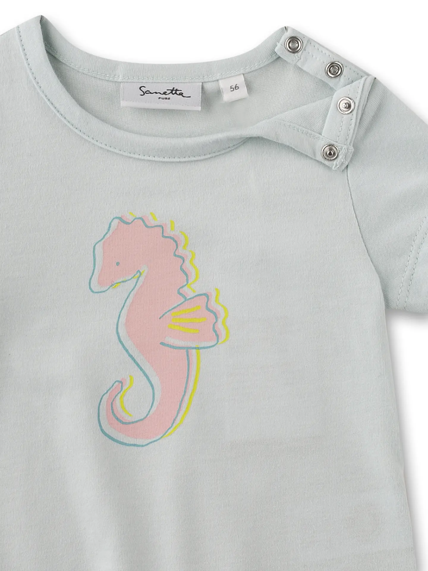 Sanetta Kurzam T-Shirt in Hellblau - Seepferd in Rosa - SALE